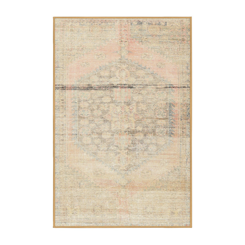 Tapis décoratif de laine oriental beige/bleu/rouge Kali, Rectangle 8 pi x 12 pi