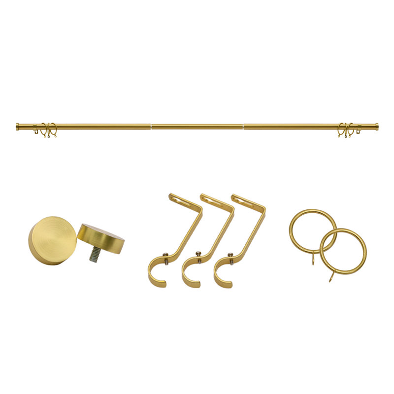 Tringle à rideaux 1 pouce avec embouts en aluminium Keneil, Doré, 48" – 86"