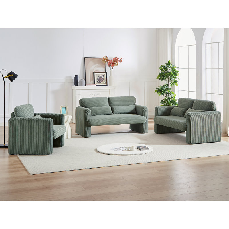 Ensemble de conversation en tissu rembourré Homans, Vert