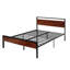 Queen Size Bed Frame, 14 Inch Black Metal Platform Bed Frame with Retro Brown Wooden Headboard and Footboard, Large Under-Bed Storage, Non-Slip Without Noise, No Box Spring Needed, Easy Assembly-128103402