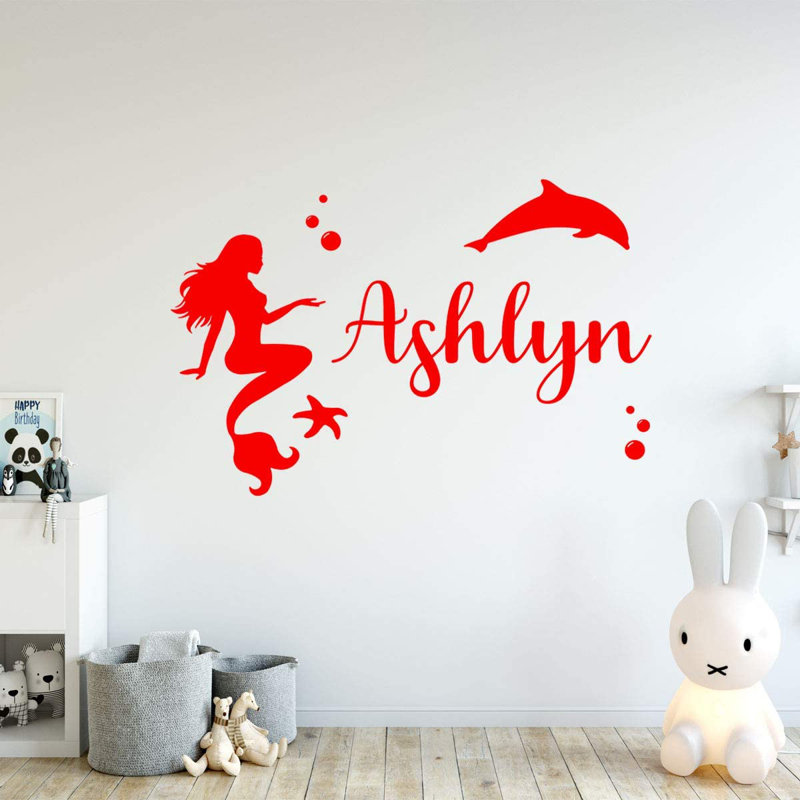 Décalcomanie murale sirène personnalisée, H 18 po x l 27 po, Rouge