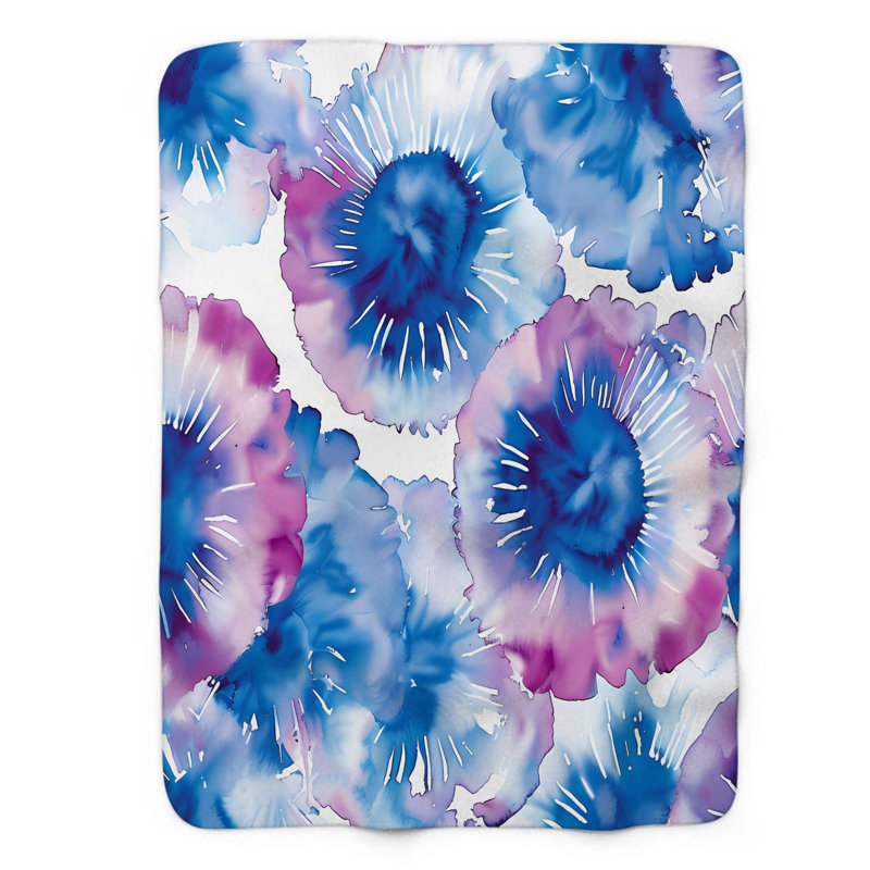 Watercolor Shibori Serenade - 1 Piece Premium Sherpa Blanket, Lit simple