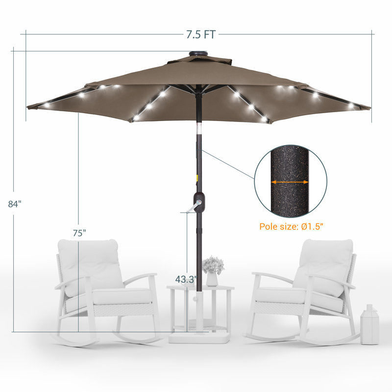 Parasol de marché éclairé 90 po, Taupe