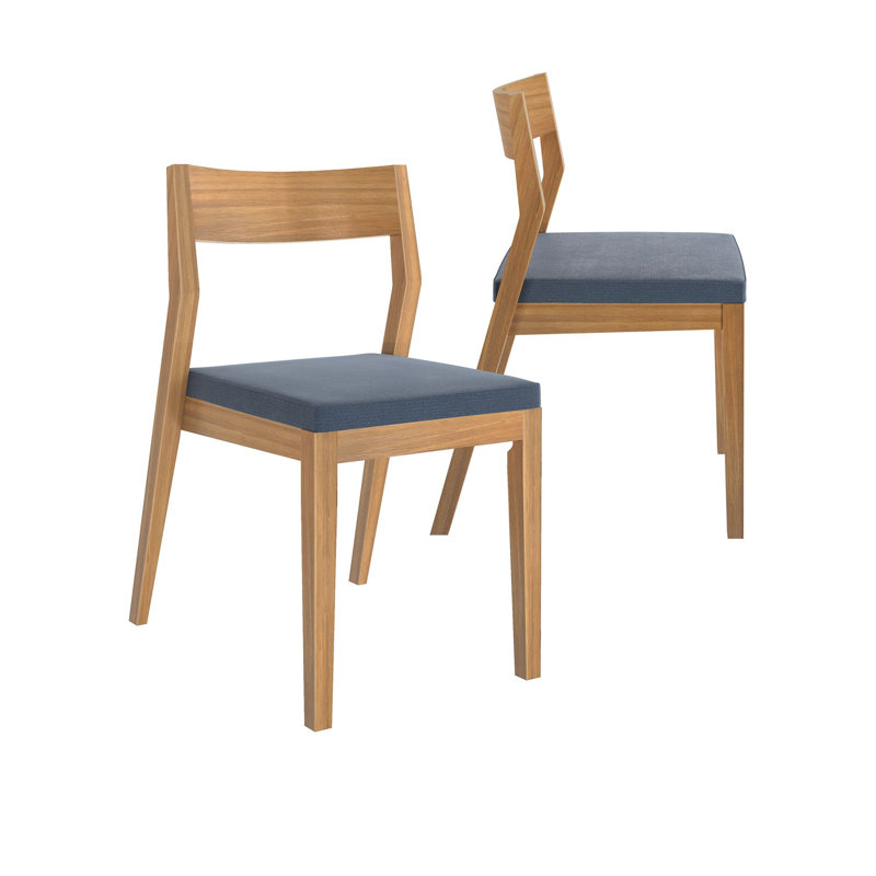 Structure de chaise de salle à manger (paquet de 2) avec coussin graphite, Pécan