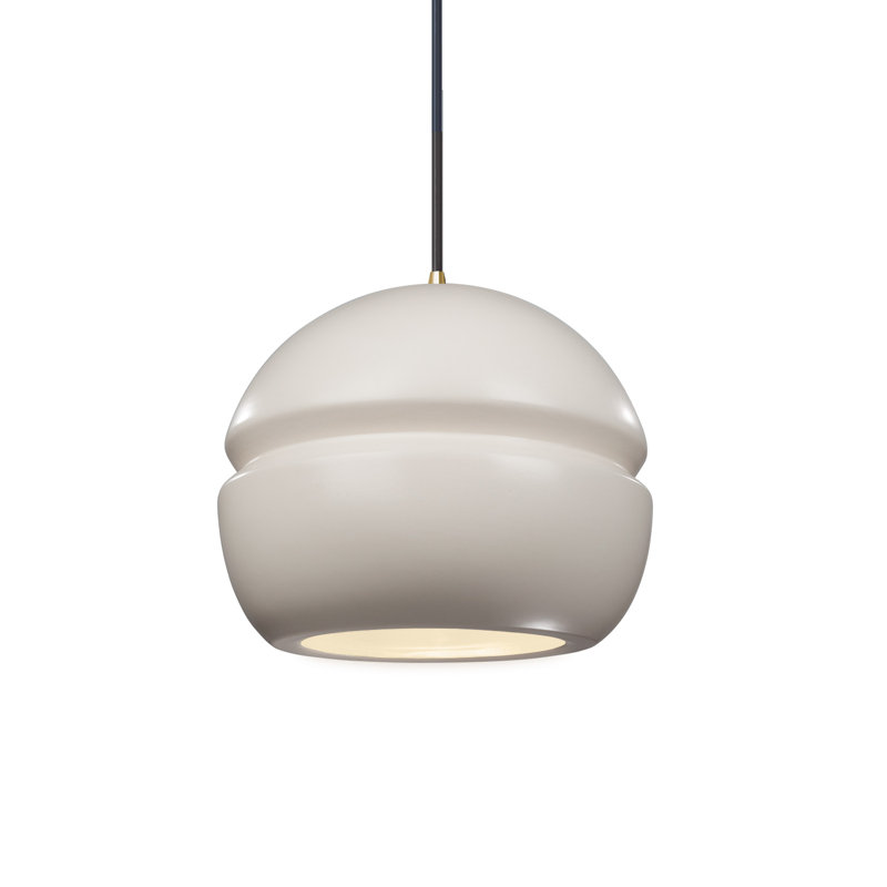 Luminaire suspendu à 1 lumière Logan, Laiton antique, Blanc mat