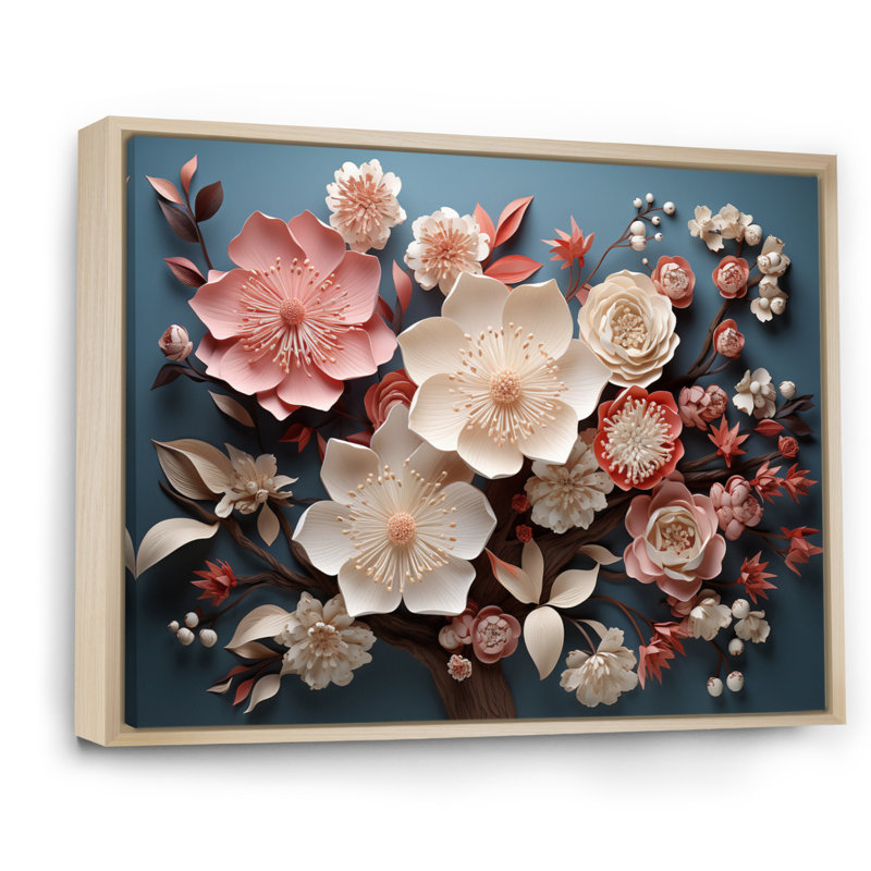 Asian Art Eernal Blossoms II, reproduction d'art sur toile, H 34 po x l 44 po x P 1,5 po, Cadre naturel flottant