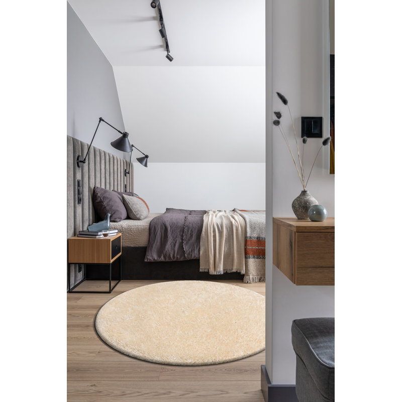Taryn Solid Colour Area Rug, Cream, Round 150cm