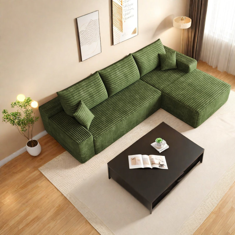 Canapé modulaire en velours côtelé 107 pouces Compression Cloud