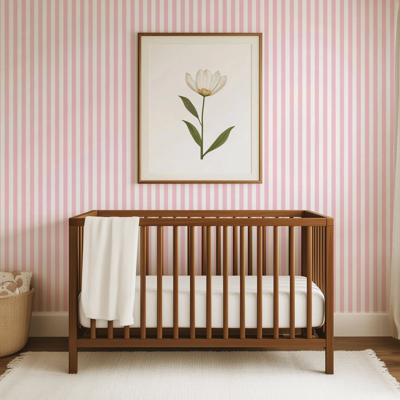 Rouleau de papier peint à rayures verticales Blush