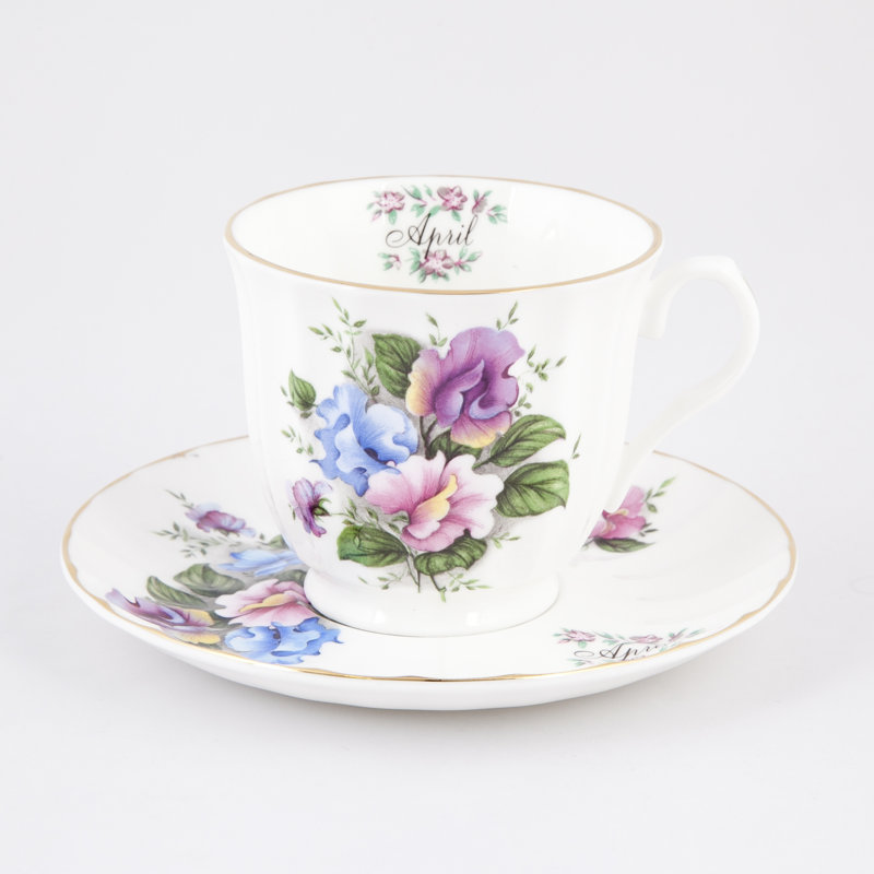 Flowers Of The Month Bone China Teacup and Saucer