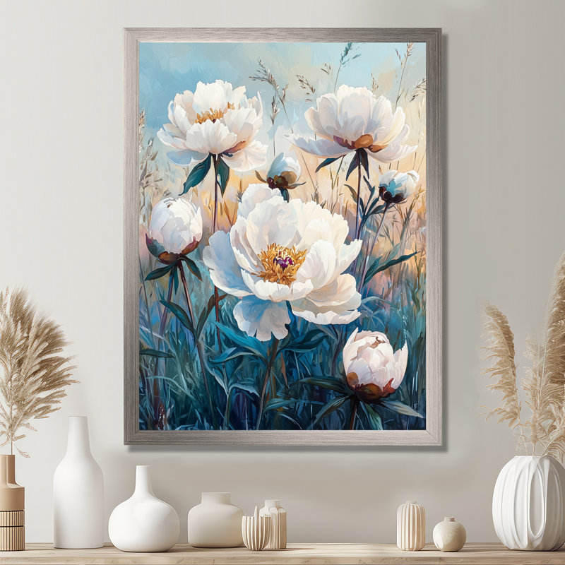 Bassford - impressions murales florales, H 44 po x l 34 po, Argent argent, Reproduction encadrée d'une seule photo