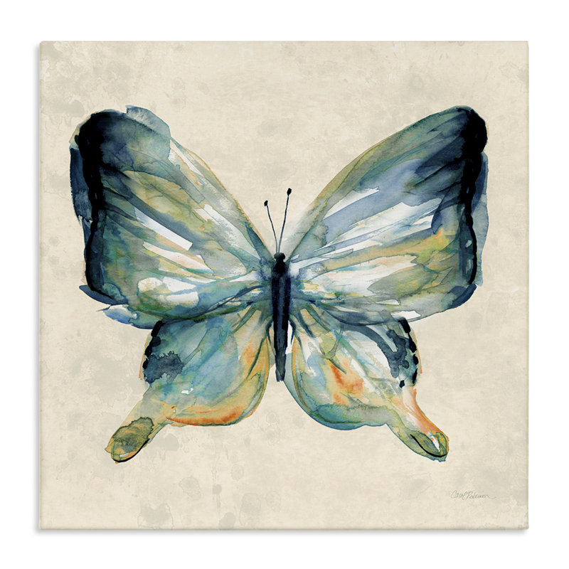 Papillon audacieux sur toile verte, design par Carol Robinson, H 17 po x l 17 po