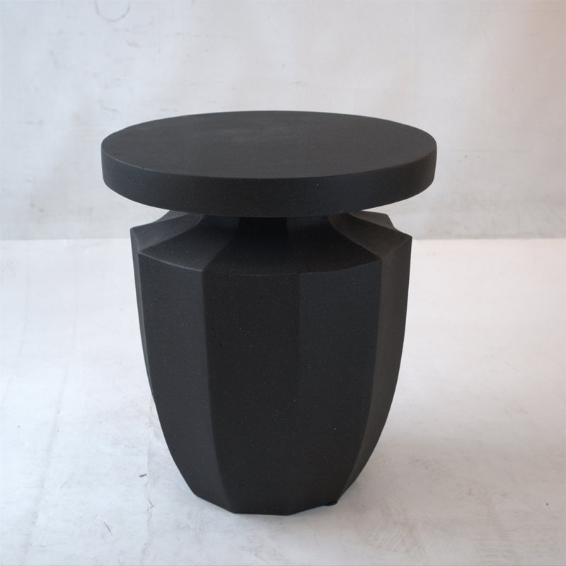 18.1"Outdoor Marble Side Table, Black