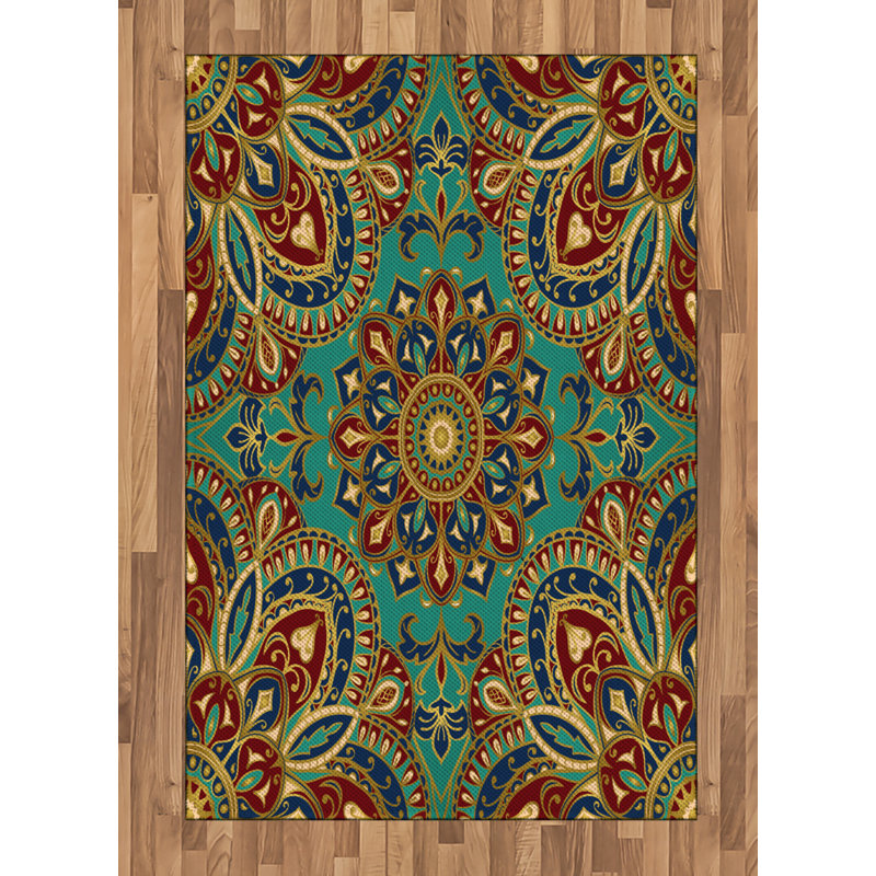 Tapis décoratif en fibres à haute densité Mandala, Rectangle— 4 pi x 5 pi 8 po