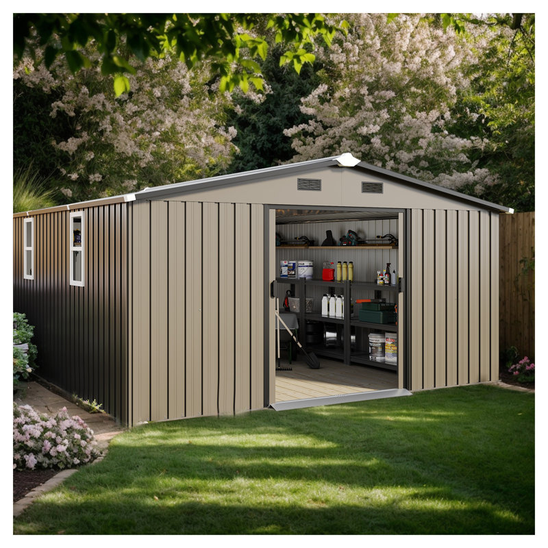 Remise de rangement extérieure en métal 10 pi x 12 pi avec murs en acier renforcé Campcraft