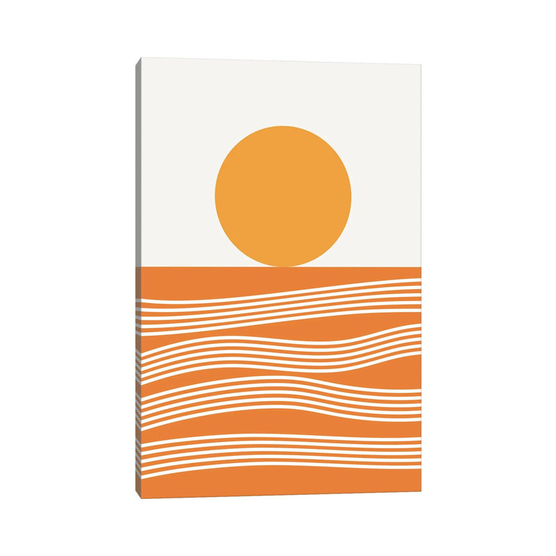 Abstract Landscape XVIC - Print on Canvas, Wrapped Canvas, 30.48 cm H x 45.72 cm W, Silver/White/Grenadier