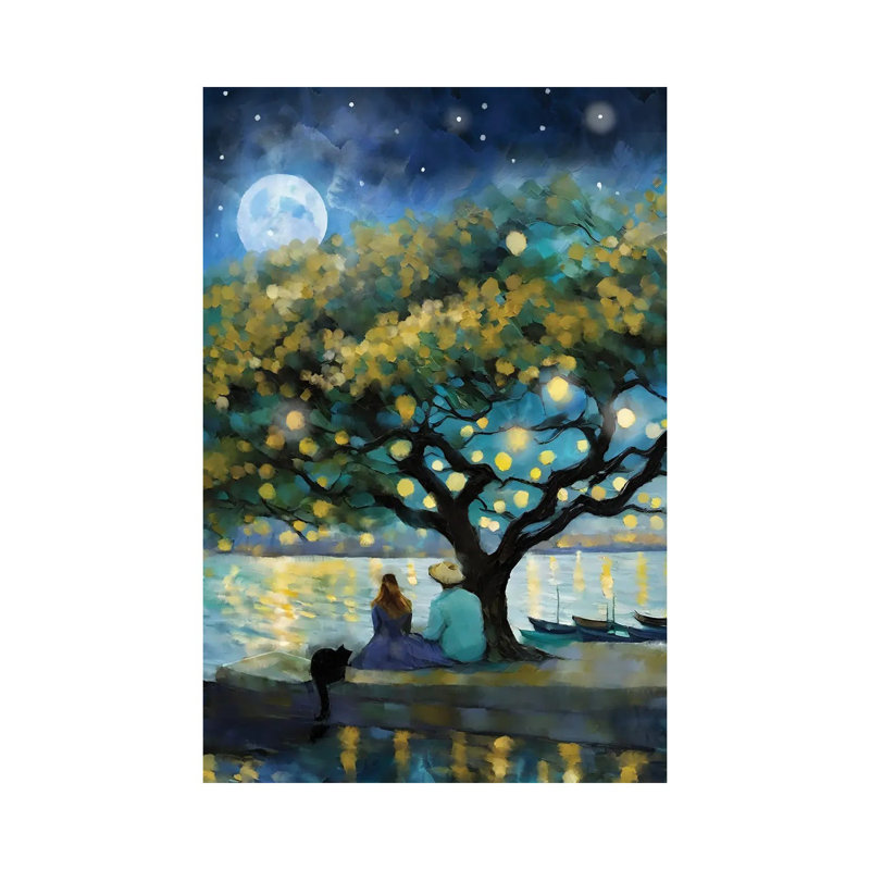 Dans la lumière d'une lune bleue - reproduction d'art murale encadrée, Toile tendue, Ne s’applique pas, H 18 po x l 12 po