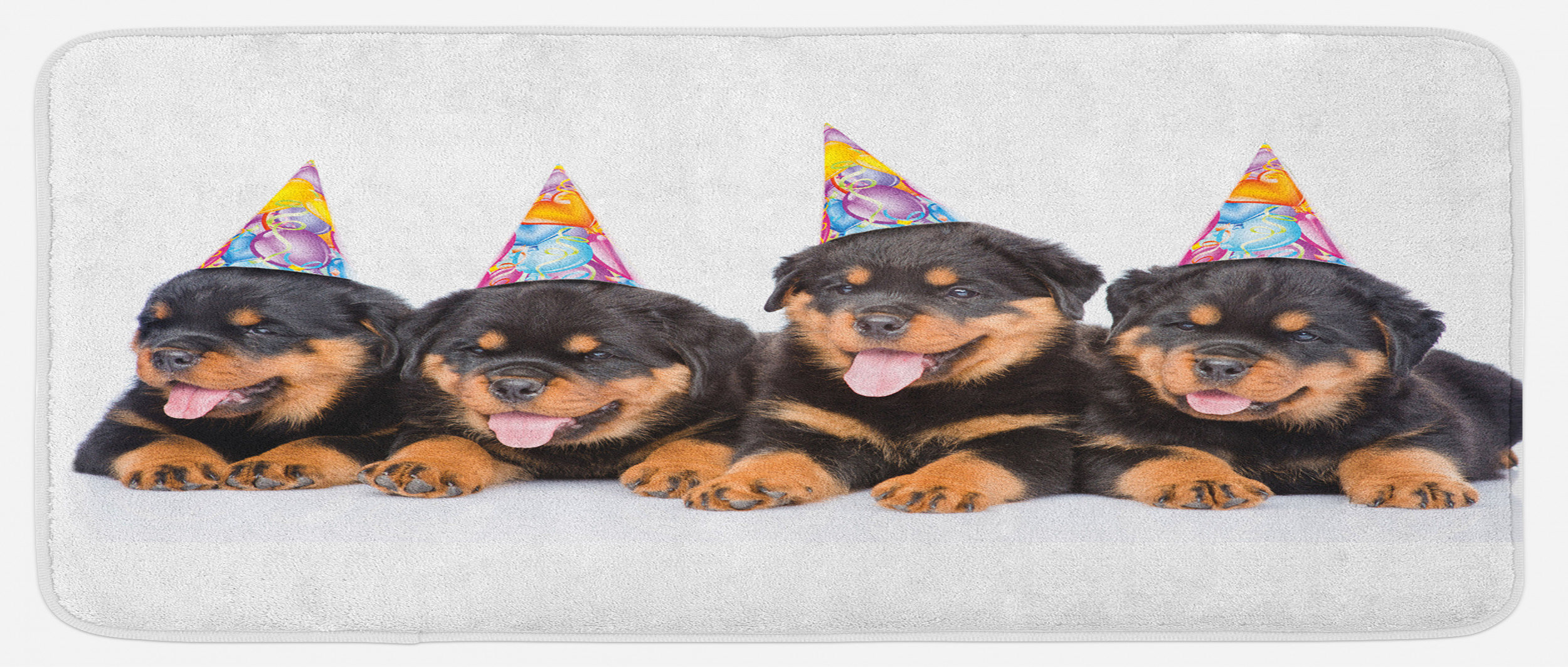 East Urban Home Rottweiler Puppies With Party Cone Hats Puppies