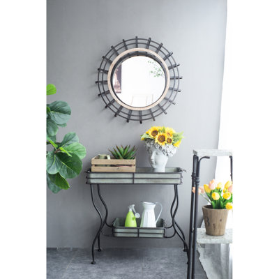 Une table-plateau en fer galvanisé de 32 po x 15 po x 31 po pour les boîtes de terrasse et les décorations de patio, deux plateaux à poignées, 18,3 lb, assemblage nécessaire comme décoration de jardinage Shabby - Chic,