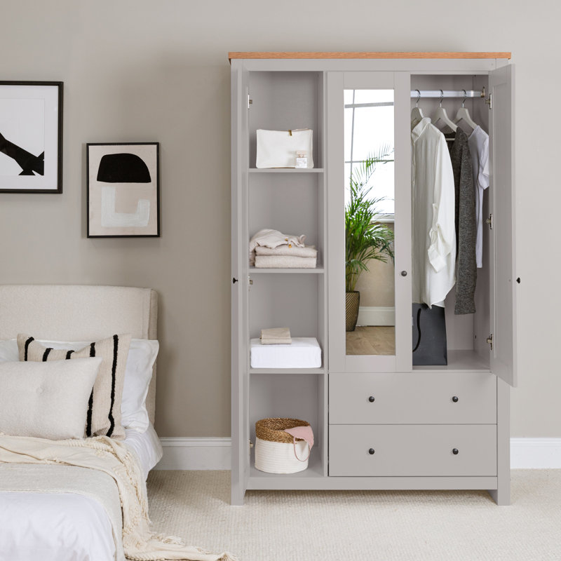 Maryhannah 3 Door Manufactured Wood Wardrobe, Grey