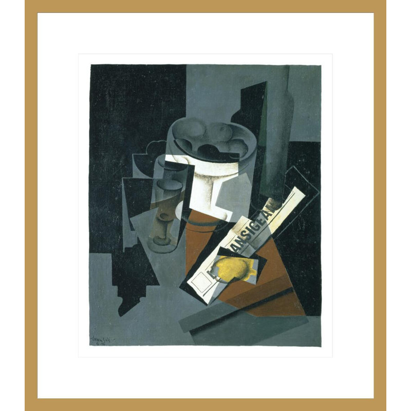 Nature morte avec un journal par Juan Gris - impression numérique sur estampe numérique, H 20,17 po x l 17,75 po