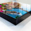 Key cabinet for home, Opens to the left, 30x30x5, Black, Colorful houses on a rock by the sea, 