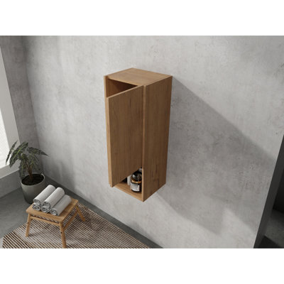 Armoire de salle de bain 12 po, charnières, design flottant, chêne imitation, espace efficace pour les portes à fermeture en douceur essentielles, rangement idéal pour la chambre à coucher