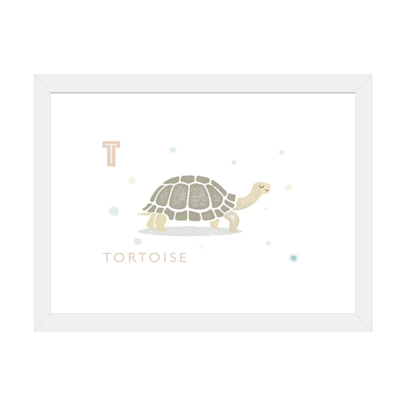 Tortue - imprimé, H 16 po x l 24 po x P 1 po, Papier encadré blanc, Blanc