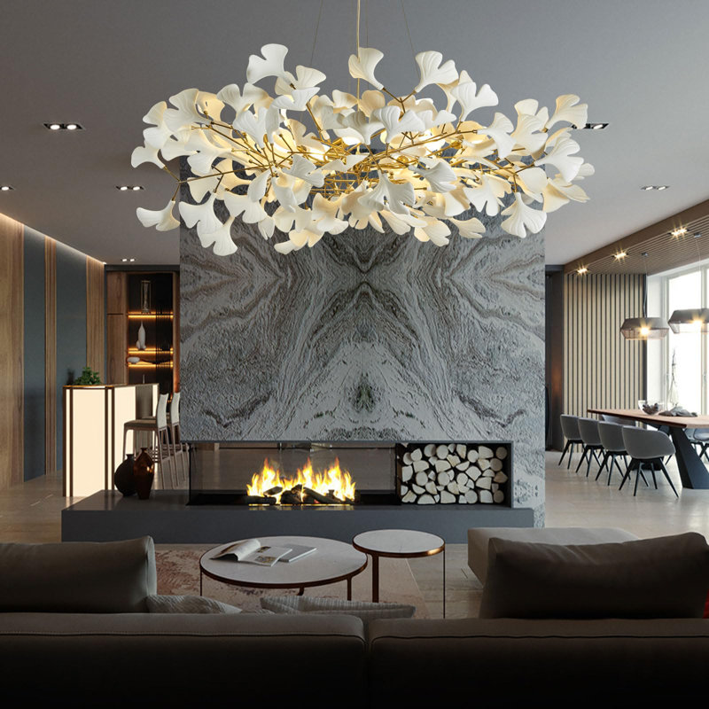 Leaf Chandelier, 8 Lights, 13.8" H x 23.6" W x 23.6" D
