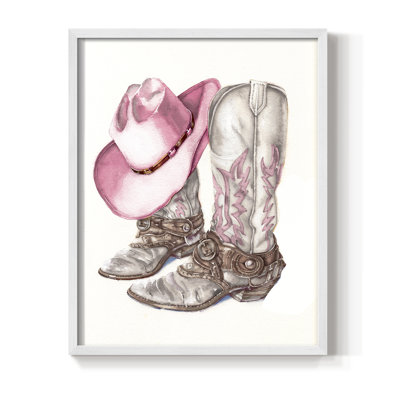 Her Cowboy Boots Framed Print - Solid Wood