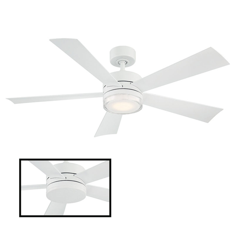 Wynd 5 - Blade Outdoor /Indoor Smart Ceiling Fan with Remote Control and LED Light Kit Included, Works With Alexa and iOS or Android App
