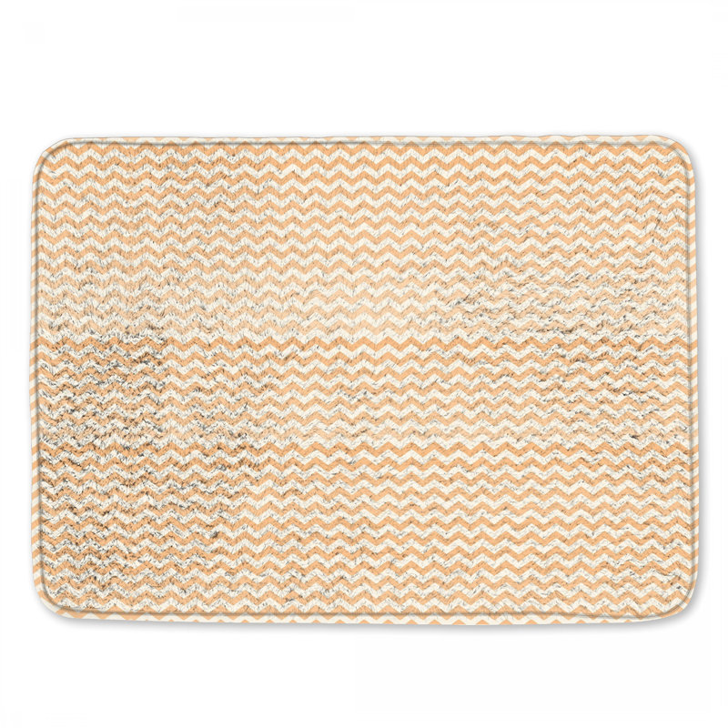 Tapis de bain orange à zigzag blanc, 34in W x 21in L