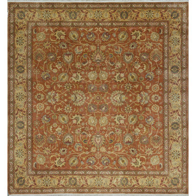 Tapis rouille et doré de haute qualité noué à la main