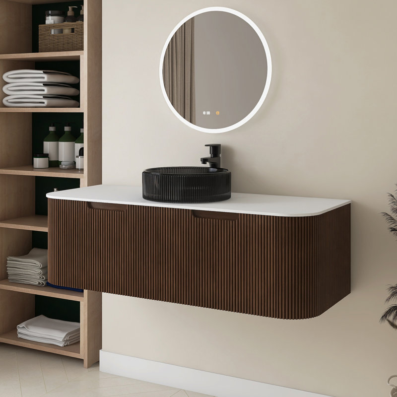 Meuble-lavabo 48 po avec lavabo, Brun, 48", Noir