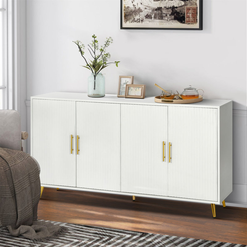 Crédence de rangement l 59,8 po Tavia, Blanc