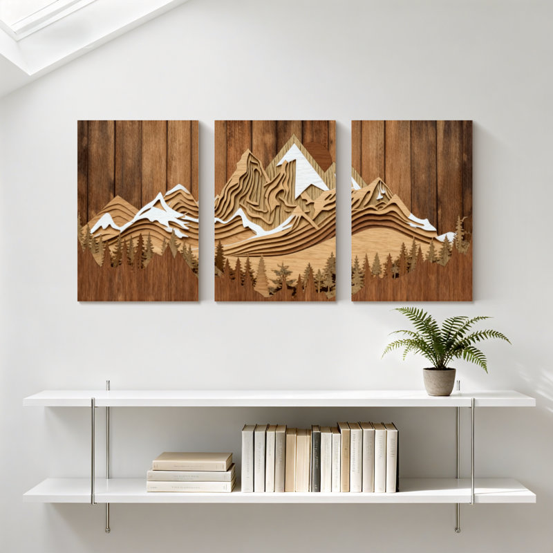 Paysage et nature, chaîne de montagnes, ensemble de 3 impressions sur toile, H 18 po x l 36 po