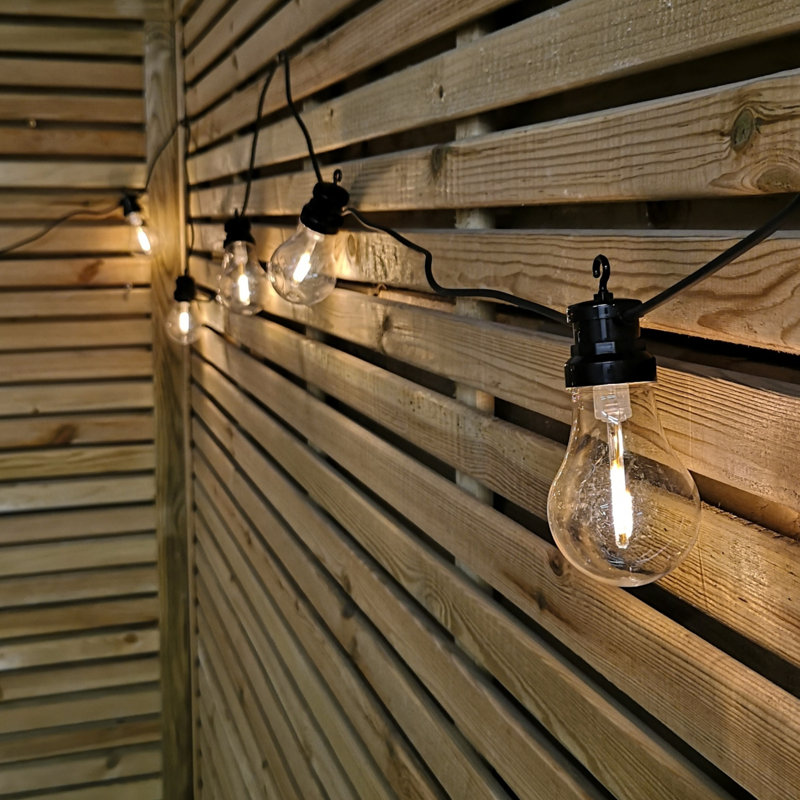 4.5M Set Of 10 Connectable Festoon Bulb Lights In Warm White With Timer Function, White