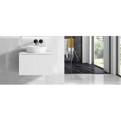 Ensemble de meuble-lavabo mural simple 40 po Aleemah