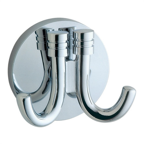 Studio Wall Mounted Double Towel Hook, Polished Chrome