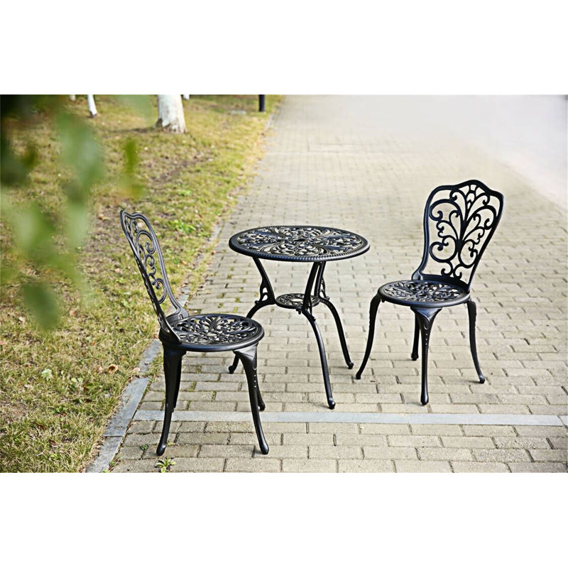 3-Piece Outdoor Patio Bistro Set, Black