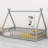Creative Tent-Shaped Floor Teepee Bed With Secure Guardrails-88341195