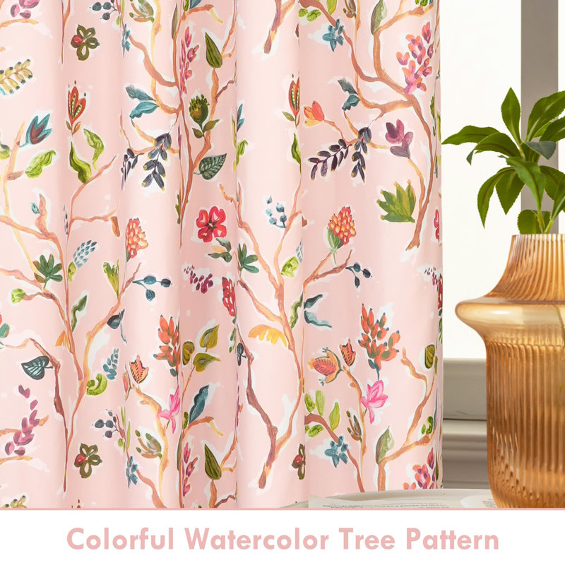 Adalena Floral Blackout Thermal Grommet Curtain Panels, 52" W x 108" L