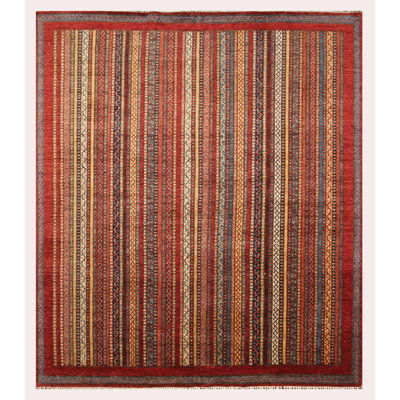 Aryana Wool Striped Area Rug in Red