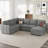 Seybert 8-Piece Chenille L Shaped Modular Corner Sofa Convertible U Shaped Living Room Couch With Storage Ottoman-261656400