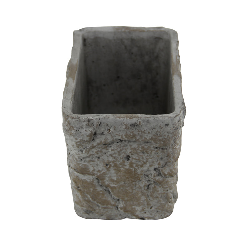 9" Gray Speckle Glaze Cement Indoor Outdoor Rectangular Pot Planter