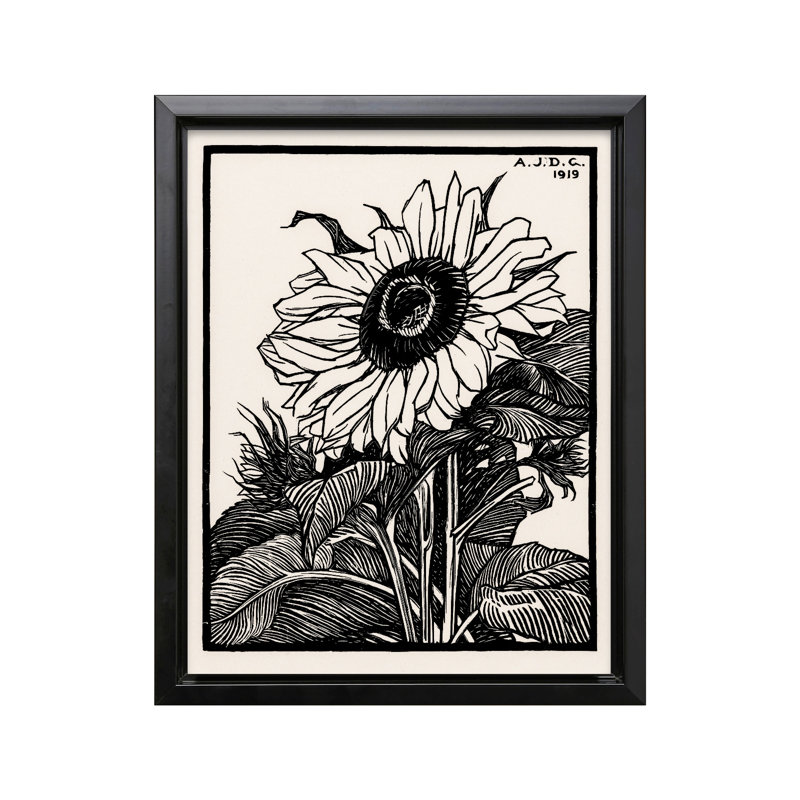Julie De Graag - Tournesol, Cadre noir, Canevas, 08"H x 10"W