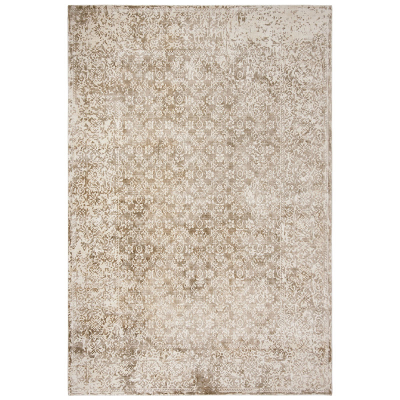 Tapis ivoire / beige en coton tissé à la main Lizzie, Rectangle 6 pi x 9 pi