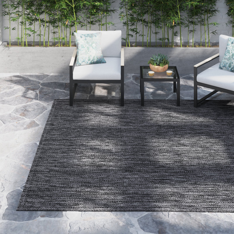 Madyson Black Indoor/Outdoor Area Rug, Rectangle 8' x 10'