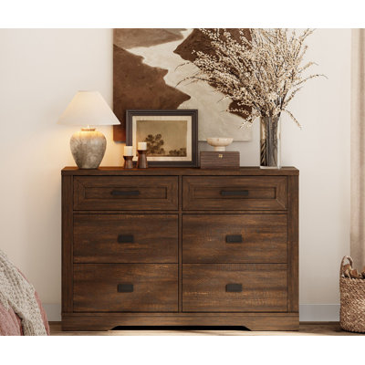 Laziza Solid Wood Farmhouse Dresser For Bedroom With 6 Drawers