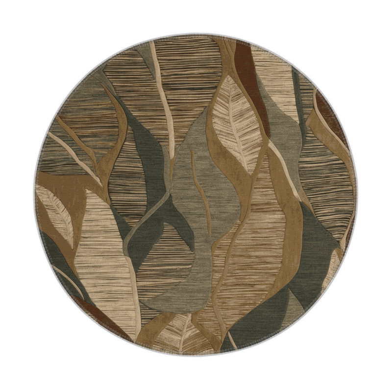 Nature Brown Indoor and Outdoor Area Rug, Round 5'